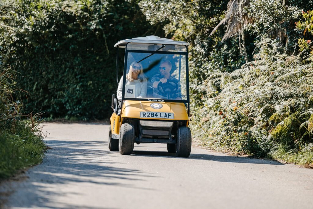 Picture of an electric card on the road.