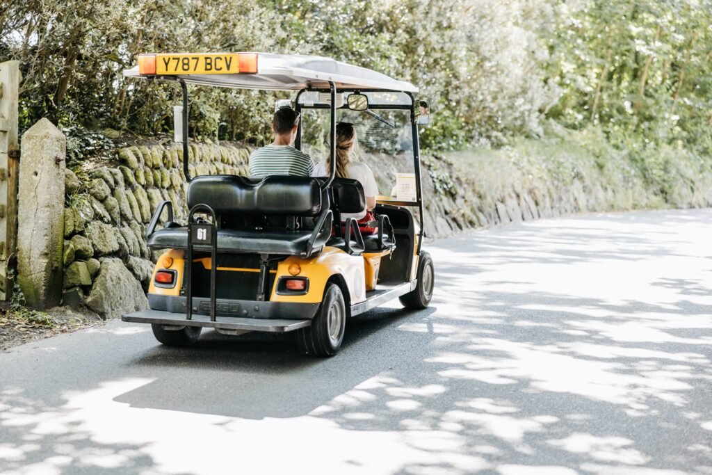 Picture of an electric card on the road.