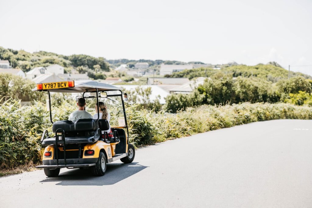 Picture of an electric card on the road.